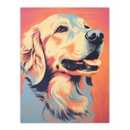 Artery8 Wall Art Print Golden Retriever Dog Pastel Tone Screen Risograph Artwork Spot Block Colour Duotone Retro Riso Interior Design Poster - thumbnail 1