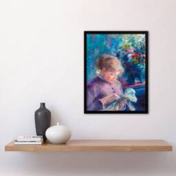 Artery8 Pierre Auguste Renoir Framed Wall Art Print Young Woman Sewing in Blue - Size: A4 - thumbnail 2