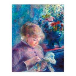Artery8 Pierre Auguste Renoir Framed Wall Art Print Young Woman Sewing in Blue - Size: A4 - thumbnail 3