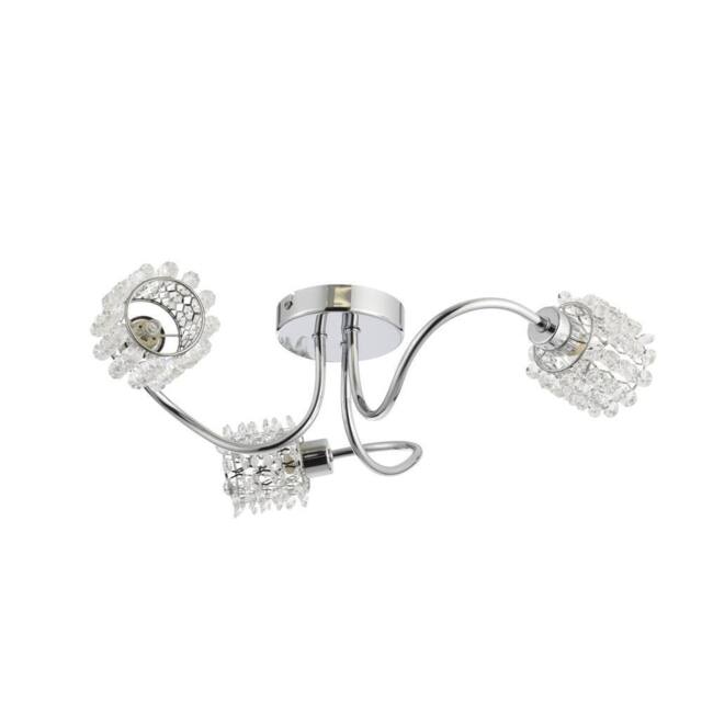 First Choice Lighting Katarina - 3lt Semi Flush Ceiling Light with Jewelled Glass Shades in Silver - image 1
