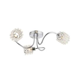 First Choice Lighting Katarina - 3lt Semi Flush Ceiling Light with Jewelled Glass Shades in Silver - thumbnail 2