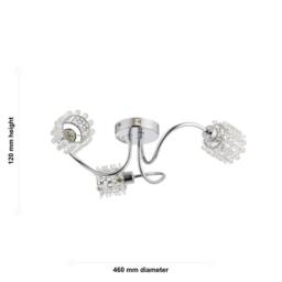 First Choice Lighting Katarina - 3lt Semi Flush Ceiling Light with Jewelled Glass Shades in Silver - thumbnail 5