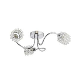 First Choice Lighting Katarina - 3lt Semi Flush Ceiling Light with Jewelled Glass Shades in Silver
