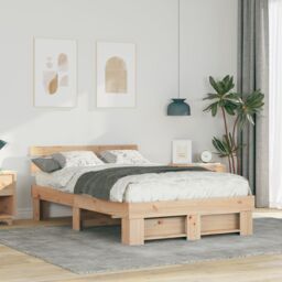 Berkfield Home with Headboard Brown 135 x 190 cm Solid pine wood