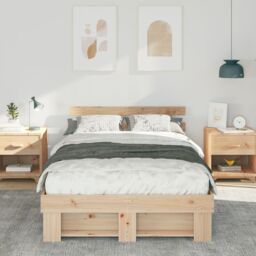 Berkfield Home with Headboard Brown 135 x 190 cm Solid pine wood - thumbnail 5