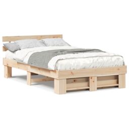 Berkfield Home with Headboard Brown 135 x 190 cm Solid pine wood - thumbnail 4