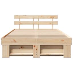 Berkfield Home with Headboard Brown 135 x 190 cm Solid pine wood - thumbnail 6