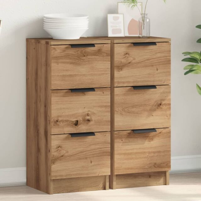 Berkfield Home Sideboards 2 pcs Artisan Oak 30x30x70 cm Engineered Wood in Brown - Size: 30 x 30 x 70 cm - image 1