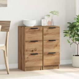 Berkfield Home Sideboards 2 pcs Artisan Oak 30x30x70 cm Engineered Wood in Brown - Size: 30 x 30 x 70 cm - thumbnail 3