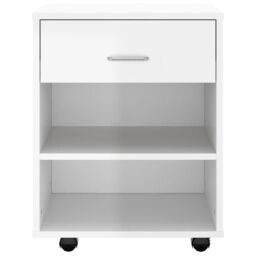 Berkfield Home Rolling Cabinet High Gloss White 46x36x59 cm Engineered Wood - Size: 46 x 36 x 59 cm - thumbnail 4