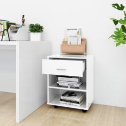 Berkfield Home Rolling Cabinet High Gloss White 46x36x59 cm Engineered Wood - Size: 46 x 36 x 59 cm - thumbnail 3
