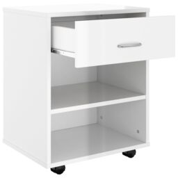 Berkfield Home Rolling Cabinet High Gloss White 46x36x59 cm Engineered Wood - Size: 46 x 36 x 59 cm - thumbnail 6