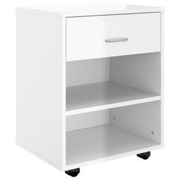 Berkfield Home Rolling Cabinet High Gloss White 46x36x59 cm Engineered Wood - Size: 46 x 36 x 59 cm - thumbnail 2