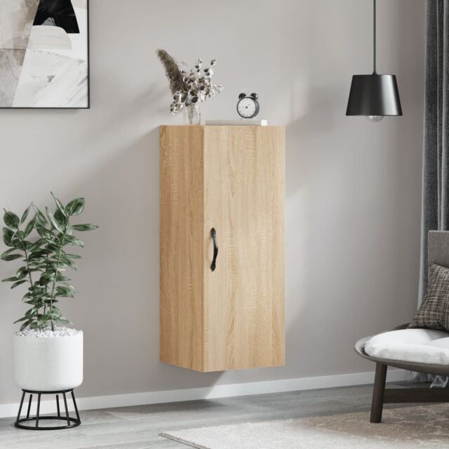 Berkfield Home Wall Mounted Cabinet Sonoma Oak 34.5x34x90 cm Engineered Wood in Brown - image 1