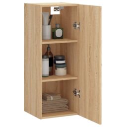 Berkfield Home Wall Mounted Cabinet Sonoma Oak 34.5x34x90 cm Engineered Wood in Brown - thumbnail 4