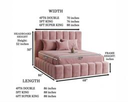 Stratus Interiors Cloud Fabric Cubed Platform Bed - Gas Lift Ottoman Storage in Pink - Size: King - thumbnail 4
