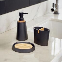 Showerdrape Sonata Black & Bamboo 3 Piece Bathroom Accessory Set