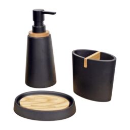 Showerdrape Sonata Black & Bamboo 3 Piece Bathroom Accessory Set - thumbnail 8