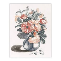 "Artery8 Still Life Pink Roses in Glass Vase Teyler Wall Art Poster Print in White - Size: W24"" x H32""" - thumbnail 1