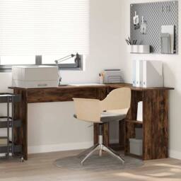 Berkfield Home Smoked Oak Computer Desk Smoked oak Engineered wood Large in Brown - thumbnail 2