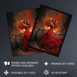 "Artery8 Wall Art Print Carmen Dancing Oil Painting Fiery Gypsy Seductive Dance In Red Dress Poster - Size: W24"" x H32""" - thumbnail 2