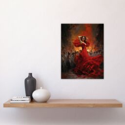 "Artery8 Wall Art Print Carmen Dancing Oil Painting Fiery Gypsy Seductive Dance In Red Dress Poster - Size: W24"" x H32""" - thumbnail 4