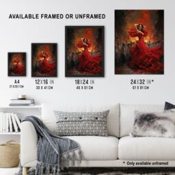 "Artery8 Wall Art Print Carmen Dancing Oil Painting Fiery Gypsy Seductive Dance In Red Dress Poster - Size: W24"" x H32""" - thumbnail 3
