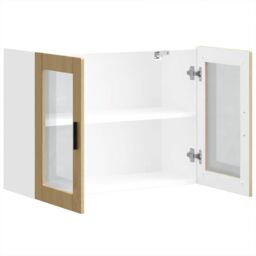 Berkfield Home Kitchen Wall Cabinet with Glass Door Porto Sonoma Oak in Brown - thumbnail 6