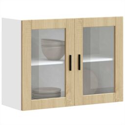 Berkfield Home Kitchen Wall Cabinet with Glass Door Porto Sonoma Oak in Brown - thumbnail 1