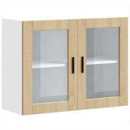 Berkfield Home Kitchen Wall Cabinet with Glass Door Porto Sonoma Oak in Brown - thumbnail 2