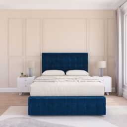 "Sloomy Berlin Divan Bed Base No Drawers 12"" Footboard & 54"" Floor Standing Headboard in Navy - Size: Double" - thumbnail 2