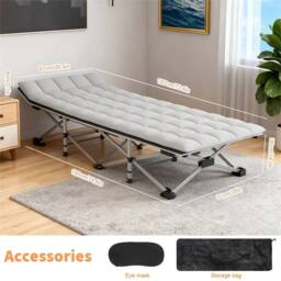 Kelvenix Camping Cot Heavy Duty Portable Camping Bed, Folding Bed w/ Mat in Grey - thumbnail 2