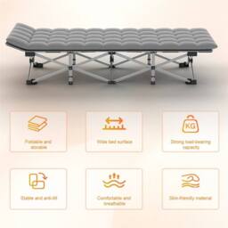 Kelvenix Camping Cot Heavy Duty Portable Camping Bed, Folding Bed w/ Mat in Grey - thumbnail 3