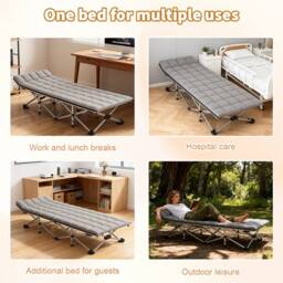 Kelvenix Camping Cot Heavy Duty Portable Camping Bed, Folding Bed w/ Mat in Grey - thumbnail 6
