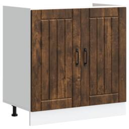 Berkfield Home Lucca Kitchen Cabinet with Double Basins in Smoked Oak Engineered Wood in Brown - thumbnail 4