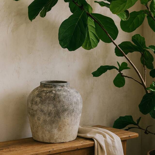Wyld Haus Sunvale Aged Stoneware Ceramic Vase in Stone - image 1