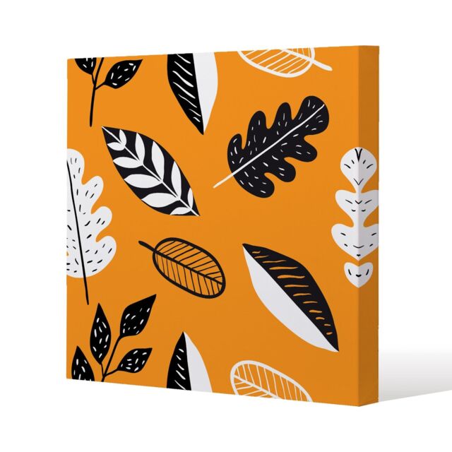 Benjamin Tate Design Doodle leaves (Canvas Print) / 101 x 101 x 4cm in Natural - Size: 101 x 101 x 4 cm - image 1