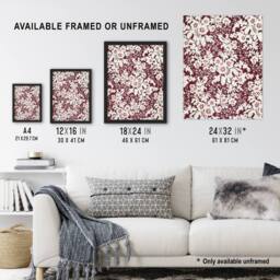 "Artery8 Vintage Silk Flowers Floral Pattern Wyatt Wall Art Poster Print in Red - Size: W18"" x H24""" - thumbnail 3