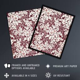 "Artery8 Vintage Silk Flowers Floral Pattern Wyatt Wall Art Poster Print in Red - Size: W18"" x H24""" - thumbnail 2
