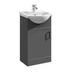 Balterley Floor Standing Bathroom Single Door Vanity Basin Unit 450mm, Dark Grey - thumbnail 1