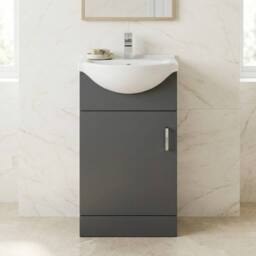 Balterley Floor Standing Bathroom Single Door Vanity Basin Unit 450mm, Dark Grey - thumbnail 3