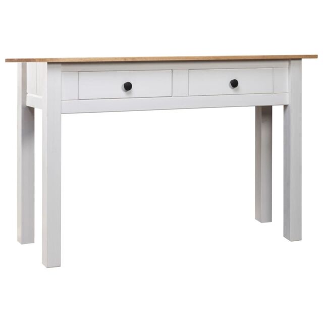 Berkfield Home Console Table White 110x40x72 cm Solid Pine Wood Panama Range - Size: 110 x 40 x 72 cm - image 1