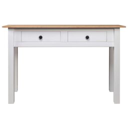 Berkfield Home Console Table White 110x40x72 cm Solid Pine Wood Panama Range - Size: 110 x 40 x 72 cm - thumbnail 2