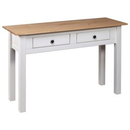 Berkfield Home Console Table White 110x40x72 cm Solid Pine Wood Panama Range - Size: 110 x 40 x 72 cm - thumbnail 4