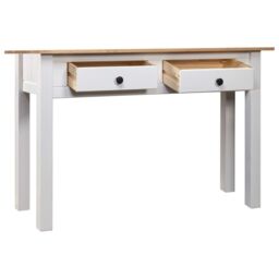 Berkfield Home Console Table White 110x40x72 cm Solid Pine Wood Panama Range - Size: 110 x 40 x 72 cm - thumbnail 3
