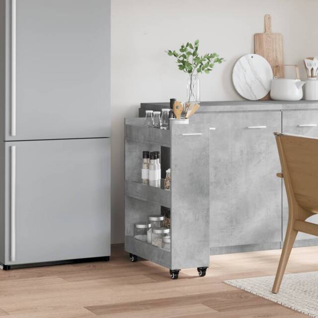 Berkfield Home Classic Cabinet with Wheels Concerte Grey 60x22x79 cm Engineered Wood - Size: 60 x 22 x 79 cm - image 1