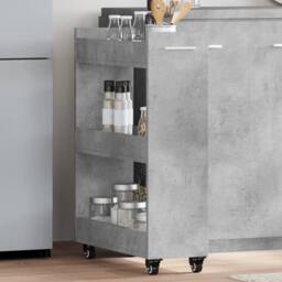 Berkfield Home Classic Cabinet with Wheels Concerte Grey 60x22x79 cm Engineered Wood - Size: 60 x 22 x 79 cm - thumbnail 2