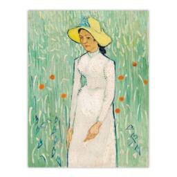 Artery8 Vincent van Gogh Framed Wall Art Print in White Floral Portrait in Green - Size: A4 - thumbnail 3