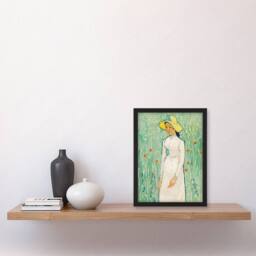 Artery8 Vincent van Gogh Framed Wall Art Print in White Floral Portrait in Green - Size: A4 - thumbnail 2