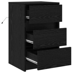 Berkfield Home Bedside Cabinet with LED Lights Black Oak Engineered Wood - thumbnail 5